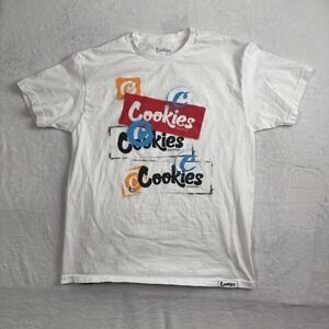 Cookies White Short Sleeve Graphic Crewneck Shirt Men's Large Berner